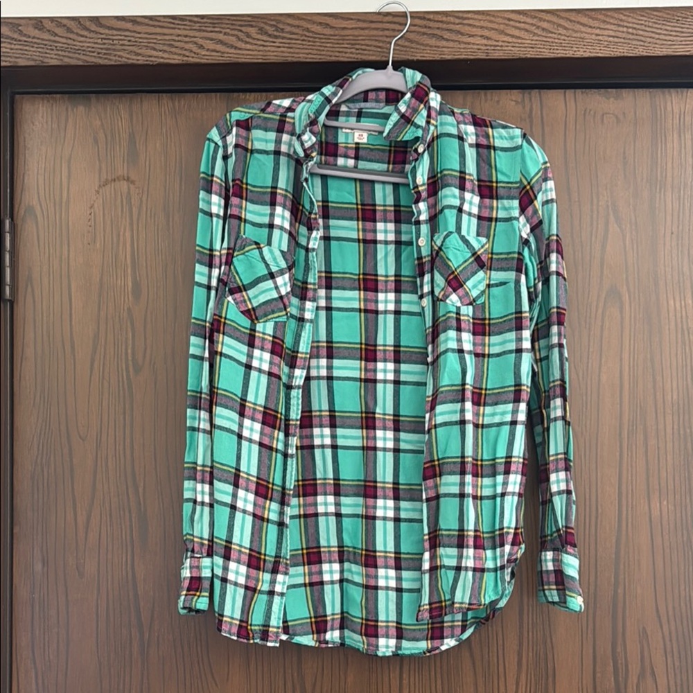 Merona Plaid Button-Up Shirt in Green and Red
